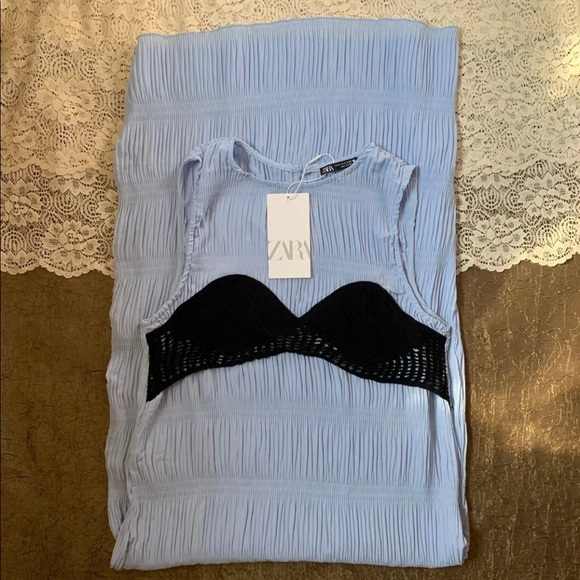 ZARA PLEATED CROCHET DRESS - Picture 3 of 9